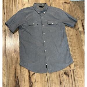 Burnside Mens Button Down Short Sleeve Shirt Size L Navy Blue Western Rodeo